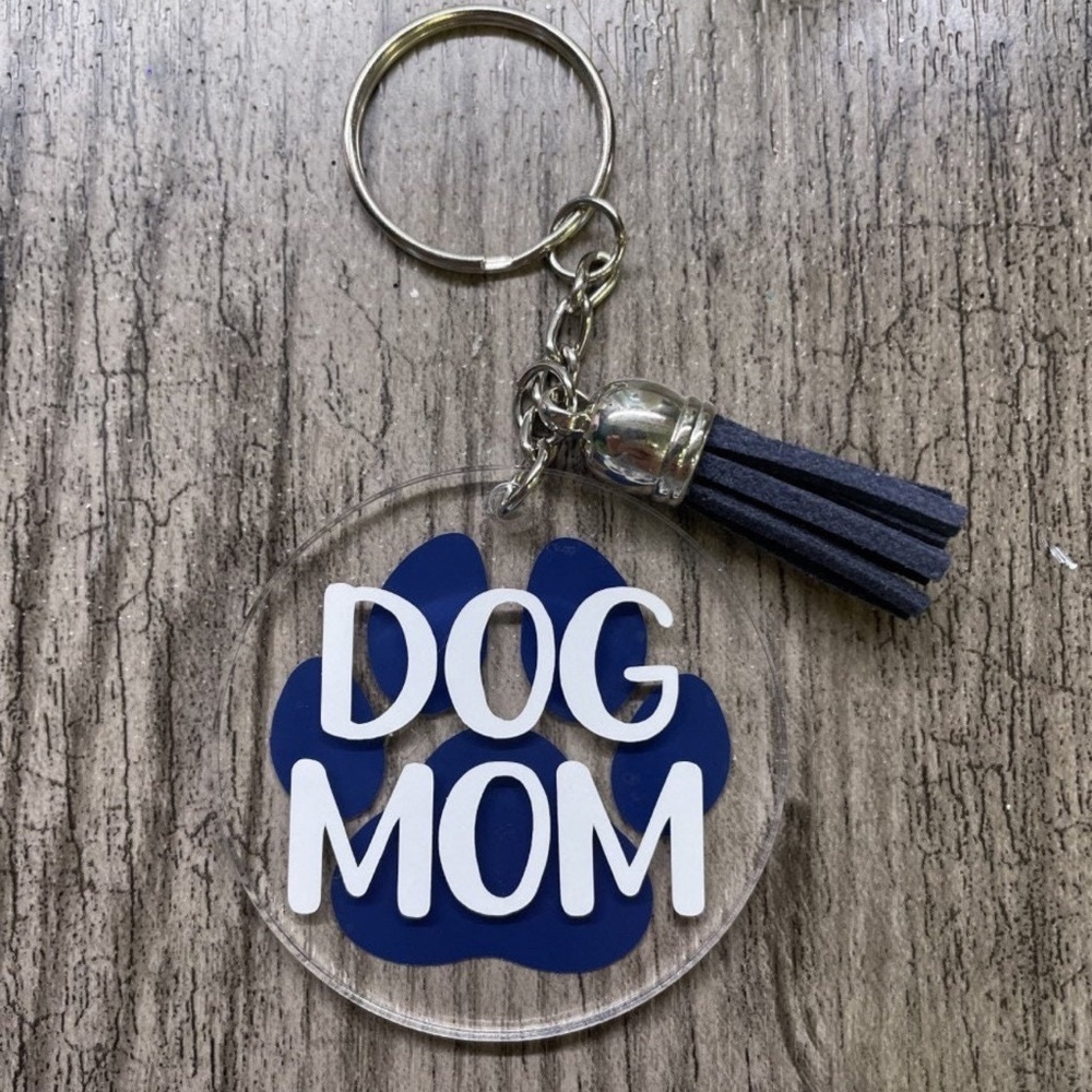 Dog Mom Resin Keychain – Handmade